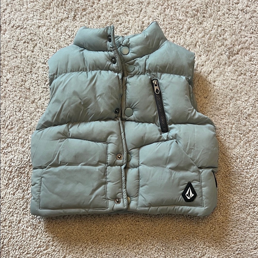 Volcom Sage Green Puffy Vest - Kids